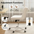 thumbnail image 3 of Genpo Armless Desk Chair, White Leather Office Desk Chairs with Wheels, Mid Back and Lumbar Support for Computer Home Small Space Vanity Makeup, 3 of 7