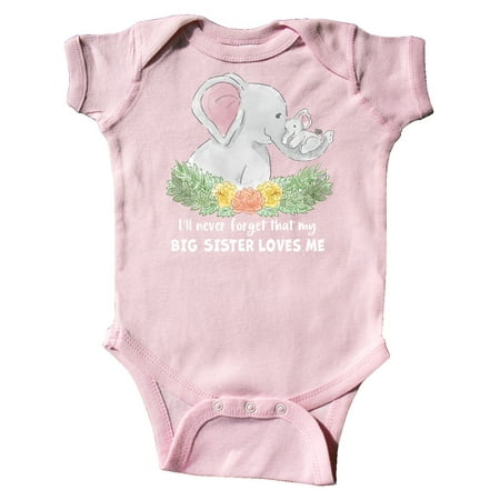 

Inktastic I ll Never Forget That My Big Sister Loves Me Cute Elephants Gift Baby Boy or Baby Girl Bodysuit