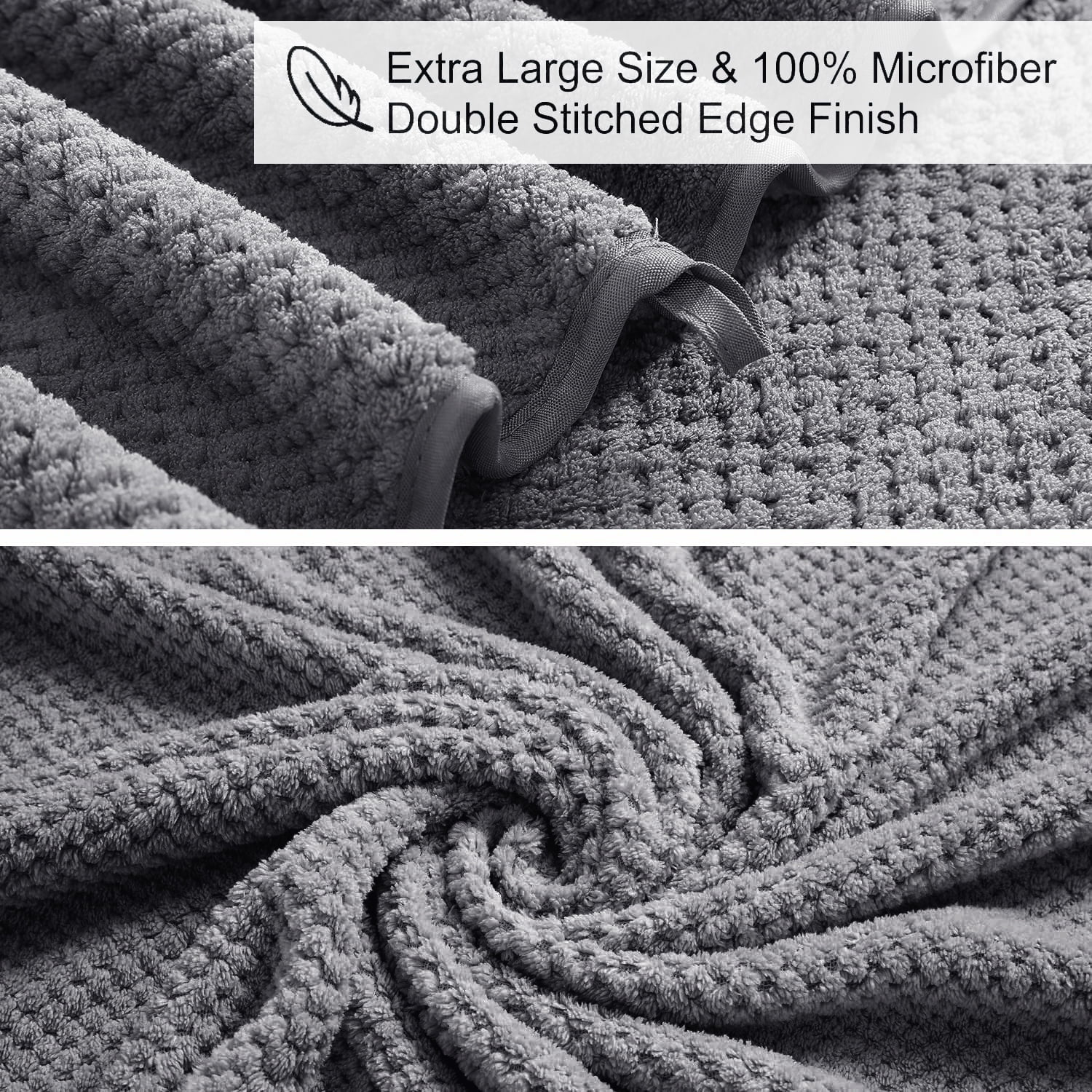 Smuge Extra Large Bath Towel Sets of 8, 2 Large Bath Towels Oversized, 2 Hand Towels, 4 Washcloths, Soft Microfiber, Quick Dry, Highly Absorbent Bath Towels for Bathroom Kitchen Spa(Gray)