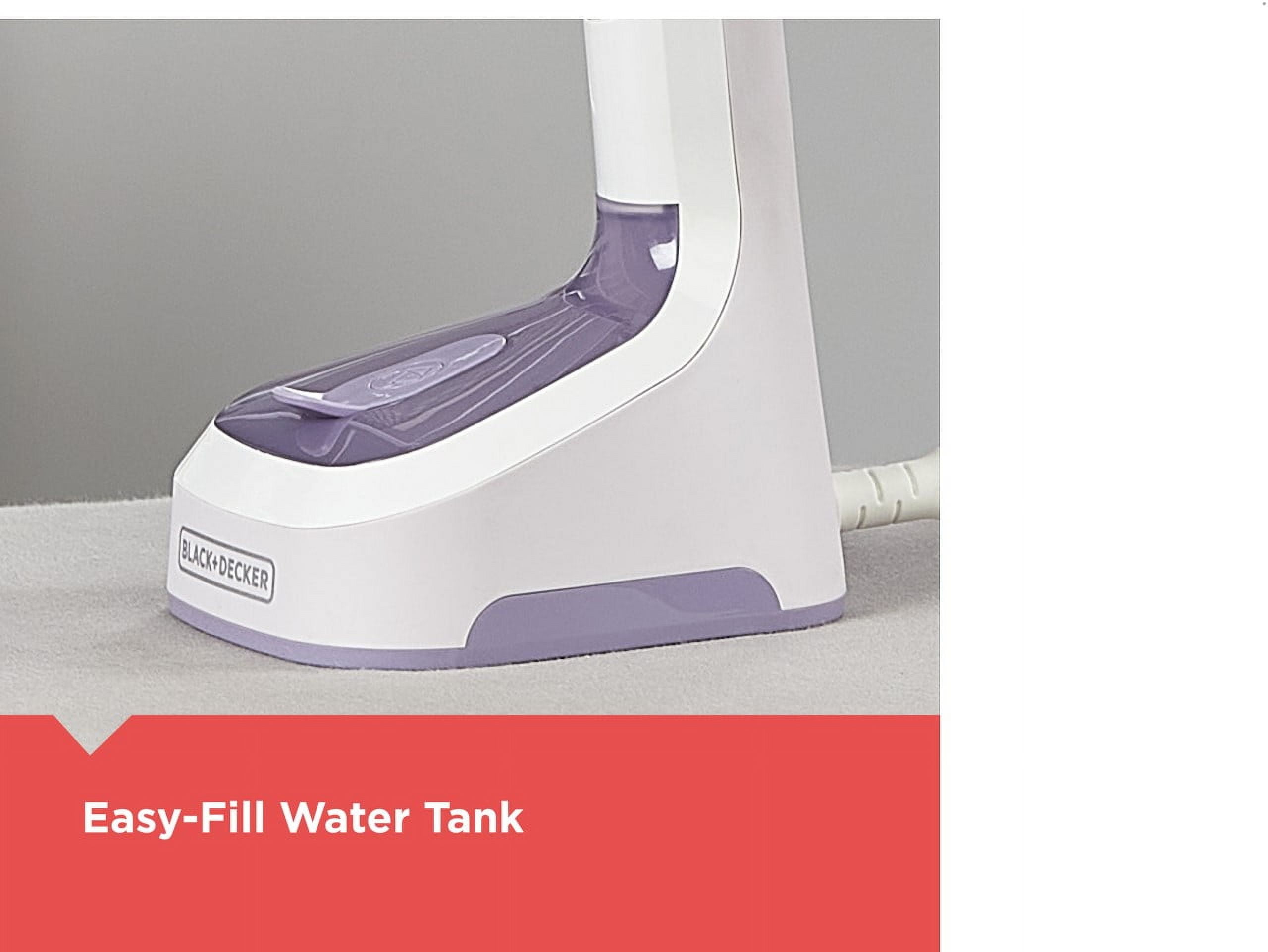 Black + Decker Easy Store Foldable Garment Steamer, Heated Metal Plate, 10ft Cord, 8 Min of Steam