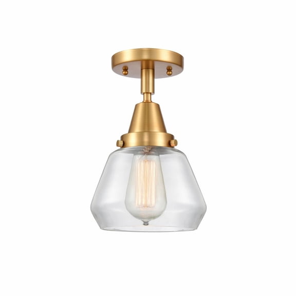 447-1C-SG-G172-Innovations Lighting-Fulton - 1 Light Flush Mount In Industrial Style-9 Inches Tall and 7 Inches Wide-Satin Gold Finish-Clear Glass