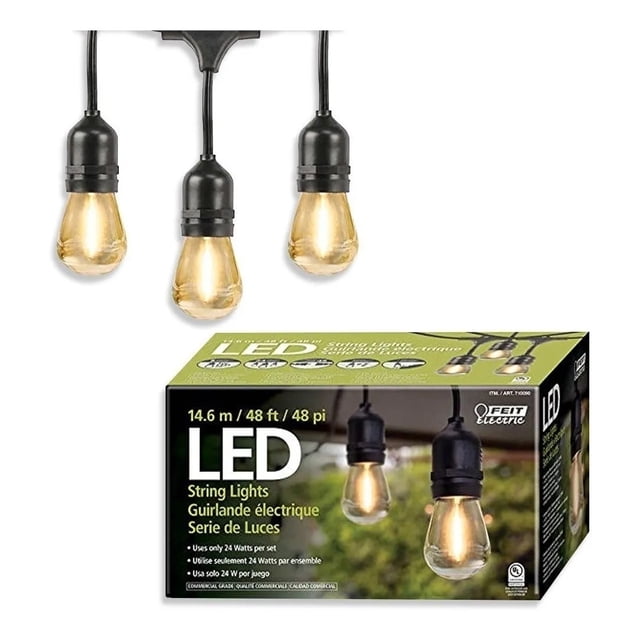 Set Luces En Serie Para Exterior FEIT ELECTRIC Vintage 24 Focos 14.6m