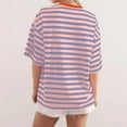thumbnail image 3 of Women Oversized Striped T Shirts, Color Block Summer Tops, Crew Neck Short Sleeve Casual Tee, Fashion Trendy Loose Top, 3 of 5