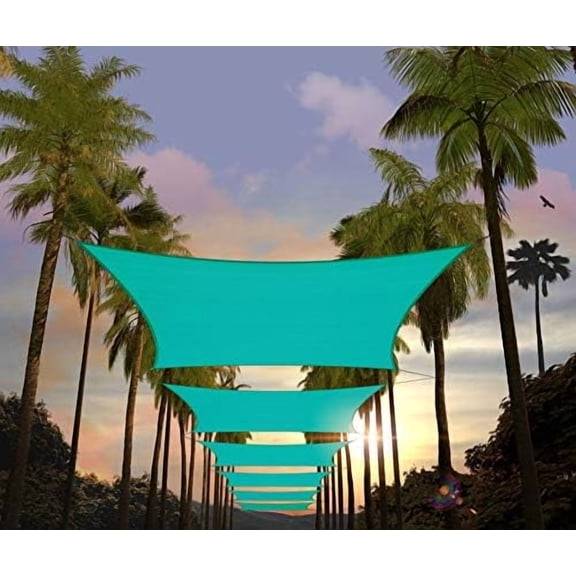 14' x 14' Turquoise Square Sun Shade Sail Canopy Awning UPF50+ AGTAPR1013, 95% UV Blockage, Water & Air Permeable, Commercial and Residential, 3 Years Warranty (We Make Custom Size)$$Garden & Patio