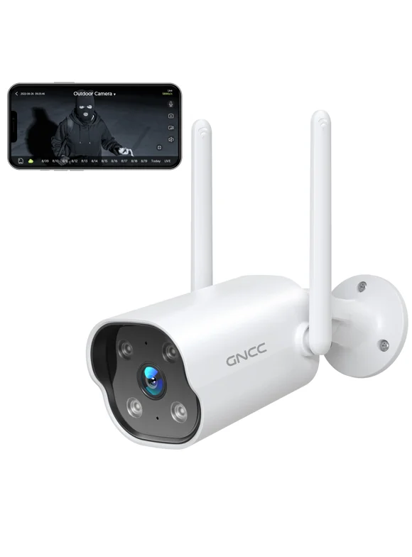 GNCC  Wifi Outdoor Surveillance Cameras 2K ,PIR Motion Detection,Two-Way Audio, IP66 Waterproof & Night Vision