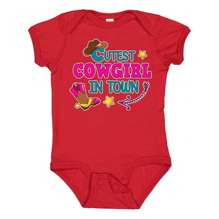 

Inktastic Cutest Cowgirl in Town with Cowgirl Hat and Boots Gift Baby Girl Bodysuit