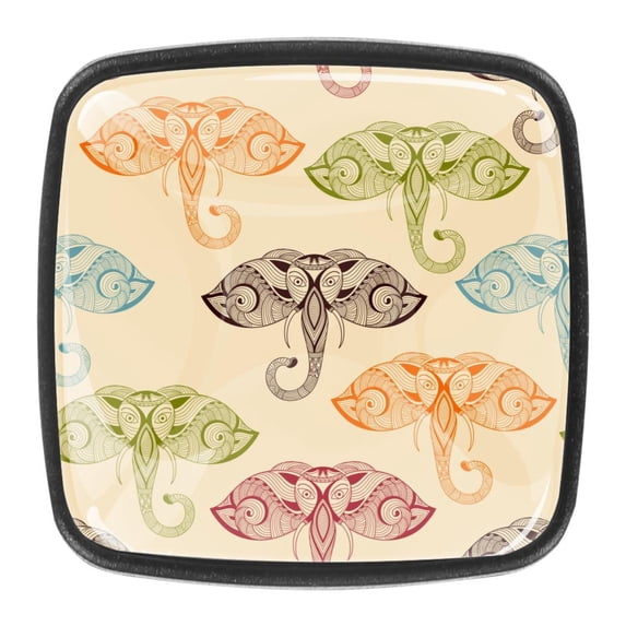 4 Pcs Square Cabinet Handle Cupboard Knob Drawer Pulls Handle Elephant Drawer Knobs with Screws Furniture Decoration