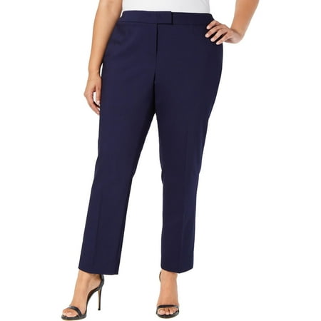 Anne Klein Womens Plus Comfort Waist High Rise Dress Pants