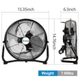 thumbnail image 5 of Achazel 12" High Velocity Floor Fan 3-Speed 1680 CFM Heavy Duty Tilting Metal Portable Fan 180 Tilt Commercial Residential Gym Home Office Use 2-Pack, 5 of 8