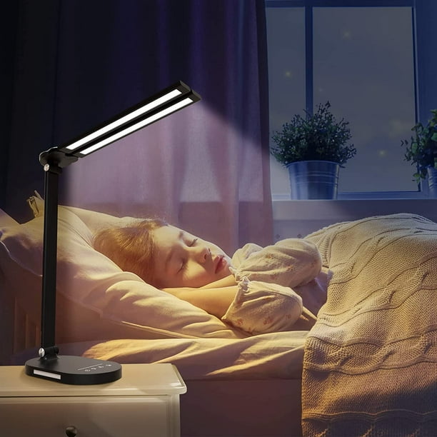 Lampe de bureau pour dortoir de bureau à domicile, lampe de bureau  rechargeable à LED avec