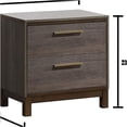 thumbnail image 5 of JERFIT 2-Drawer Nightstand with Brass Pulls, Solid Wood Bedside Table in Two-Tone Antique Gray Finish, Modern Bedroom Furniture, 5 of 8