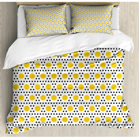 Polka Dots King Size Duvet Cover Set Egg Yolk Motif Dotted Polka Dots King Size Duvet Cover Set Egg Yolk Motif Dotted Pattern Blanks Filled