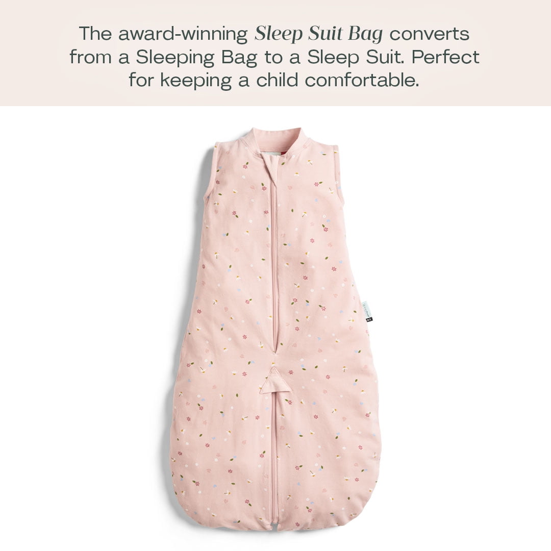 ergoPouch 0.2 TOG Baby Sleep Sack – 100% Organic Cotton Baby Sleep Suit Bag for Cozy Baby’s Night – Our Sleeping Bag for Kids converts to Sleep Suit with Legs, Baby Blanket (Daisies, 3-12 Months)