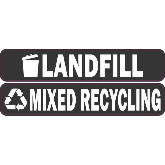 StickerTalk Landfill and Mixed Recycling Vinyl Stickers, 8 inches by 1.5 inches