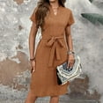 thumbnail image 5 of ZOELNIC Women's Elegant Short Sleeve V Neck High Waist Dress Summer Casual Dress With Belt, M, 5 of 7