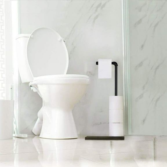 Free Standing Wooden Toilet Paper Roll Holder Tissue Dispenser Storage Stand