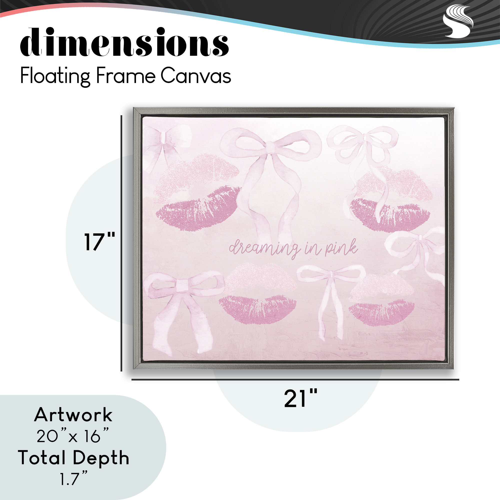 Dreaming In Pink Gray Framed Floater Canvas Wall Art, design by Kim Allen