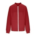 thumbnail image 5 of Atogsazn Bomber Jackets for Women Dressy Casual Zip Up Long Sleeve Jacket Waffle Outerwear Clothing Tops Red XXL Fashion, 5 of 7