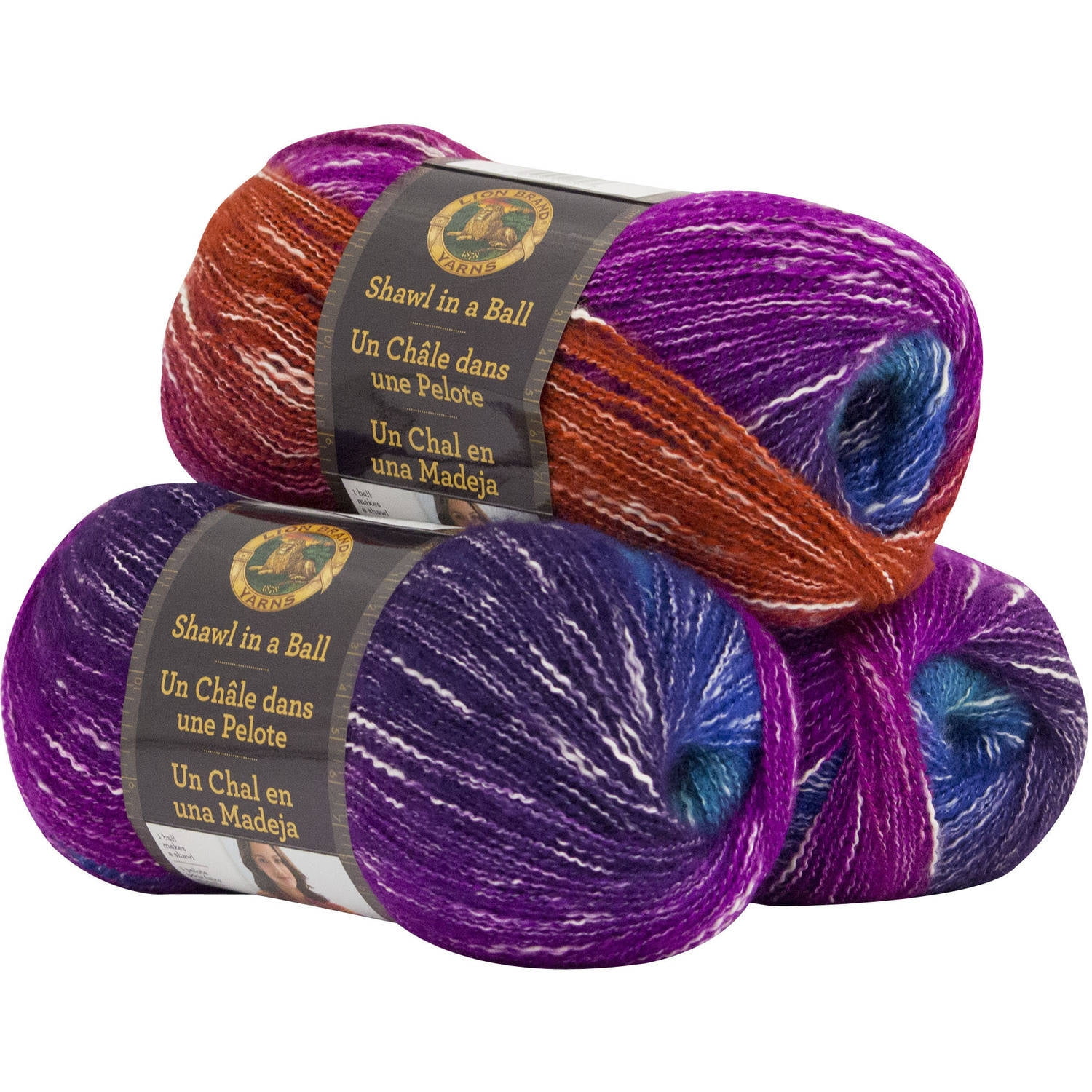 Lion Brand Yarn Shawl in a Ball 3 Pack Fashion Yarn