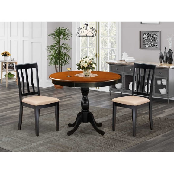 Old World Charm Dining Set Includes a Kitchen Table and Matching Wooden Chairs with Slatted Back, Compact Dining Table Set for Dining Spaces