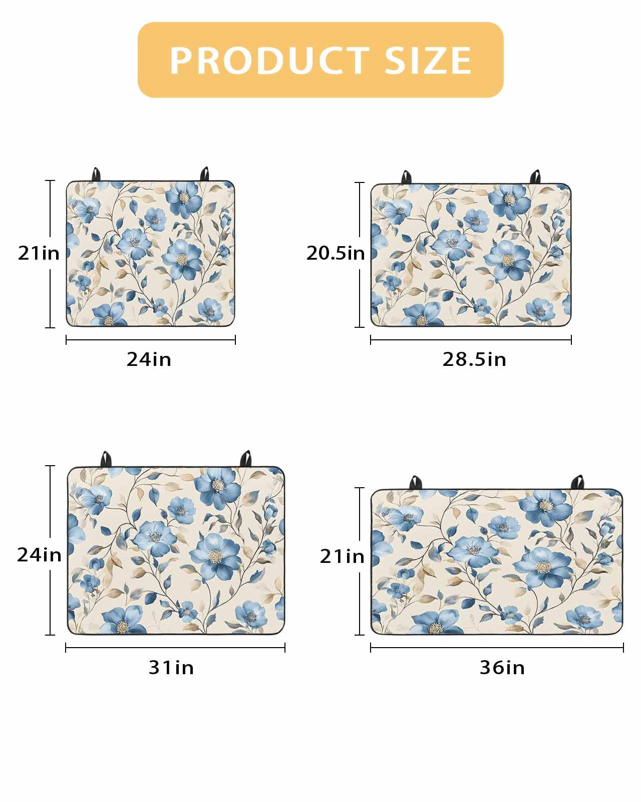 nqOlkjepod Large Induction Cooktop Protector Mat 24"x21", Flower Floral Stove Top Covers for Electric Stove, Watercolor Blue Brown Plant Leaf Branch Stove Burner Cover Mats, Glass Top Stove Cover