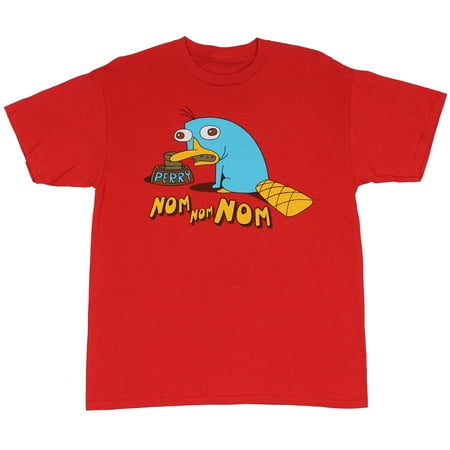 Phineas and Ferb (Disney Toon) Mens T-Shirt  - Nom Nom Weird Perry Image at (X-Large)