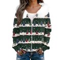 thumbnail image 5 of Women's Fashion Casual Sweater Zipper Cardigan, Christmas Striped Print Plush Hooded Jacket for Festive Seasonal Outfits and Comfort,Dark Green,S, 5 of 6