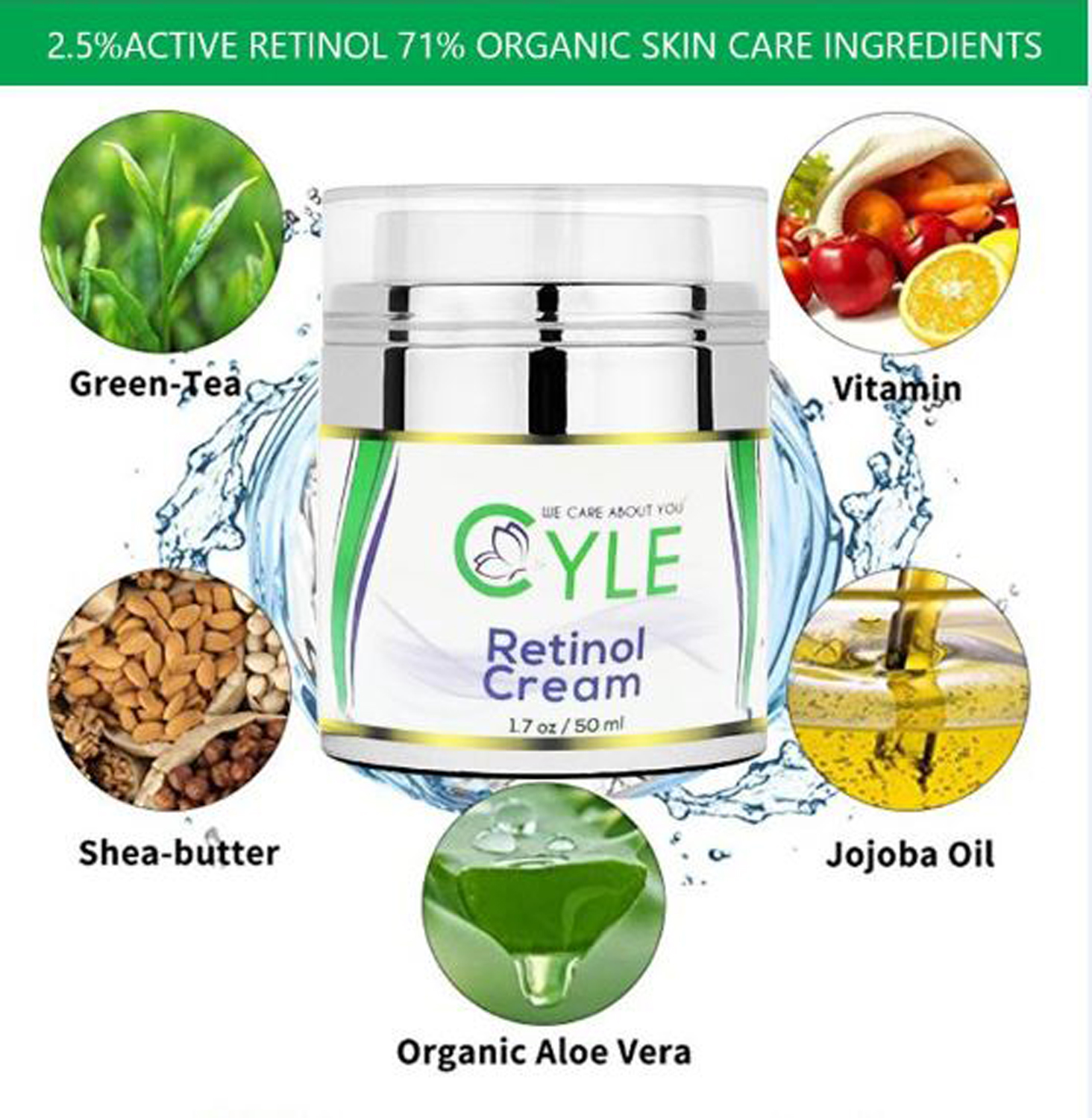 Cyle - Organic Anti-Wrinkle Anti-Aging Retinol Moisturizer Cream (1.7 fl oz/50 ml) - image 3 of 4