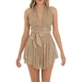 thumbnail image 1 of ZAXARRA Femmes Paillettes Paillettes Licol Robe Sans Manches Dos Évasé Mini Robe Clubwear, 1 of 5