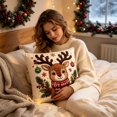 thumbnail image 5 of 4‑Pack Cream Linen Christmas Throw Pillow Covers 18 Inch, Stocking Gingerbread Reindeer Wreath Cushion Cases for Sofa Couch Xmas Holiday Home Decor, 5 of 9