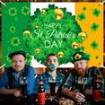 thumbnail image 5 of LSLJS St. Patrick's Day Banner Backdrop Decorations,45"x71" Large Fabric Double Printed Green Leaves Gold Coin Pattern Photo Background Irish Festival Flags Luck Green Yard Sign Trefoil Poster Party, 5 of 6
