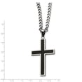 thumbnail image 3 of Stainless Steel Black Carbon Fiber Inlay Cross Pendant 24 Inch Curb Chain Necklace Charm Religious, 3 of 7