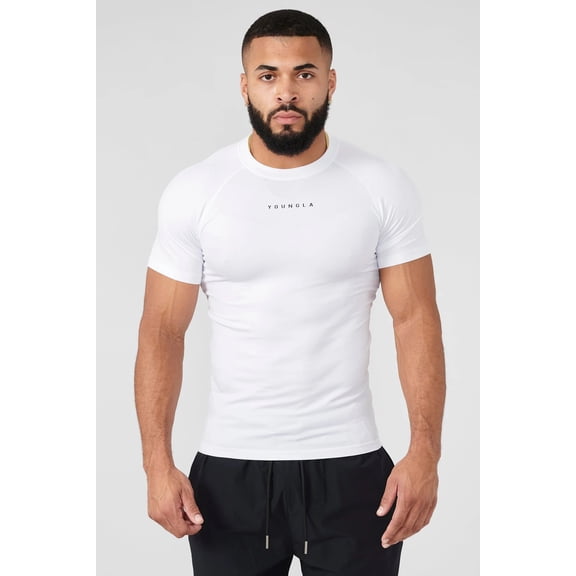 YA Men's T-Shirt Sports Fitness Quick-Dry Breathable Stretch Gym Shirt Jogger Outdoor Running T-Shirt