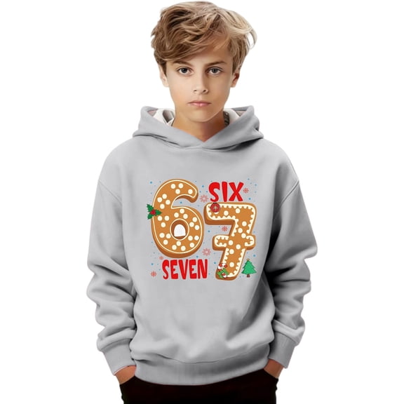 CAIXIA Boy Hoodies 6 7 Meme Six Seven Sweatshirt Long Sleeve Shirts Kids Sports Graphic Pullover Casual Fashion Fall Winter,Grey