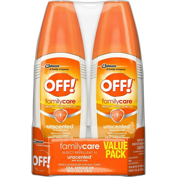 OFF! Family Care Insect & Mosquito Repellent, Unscented with Aloe-Vera, 6 Ounce, Twin Pack 12 Count Total (Pack of 6)