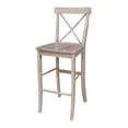 thumbnail image 3 of International Concepts Solid Wood Cross Back Bar Height Stool in Washed Gray Taupe by International Concepts, 3 of 10