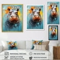 thumbnail image 4 of Designart "Pop Art Depiction of Hippo World" Animals Framed Wall Art - Modern Grey Hippopotamus Bedroom Framed Canvas Wall Art, 4 of 6