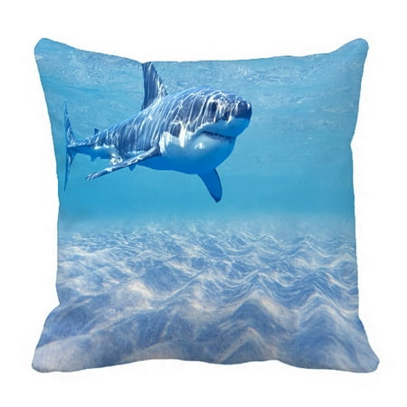 World Of Warcraft Pillow PHFZK Underwater World Pillow Case, Great White Shark in the Ocean Pillowcase Throw Pillow Cushion Cover Two Sides Size 18x18 inches ()