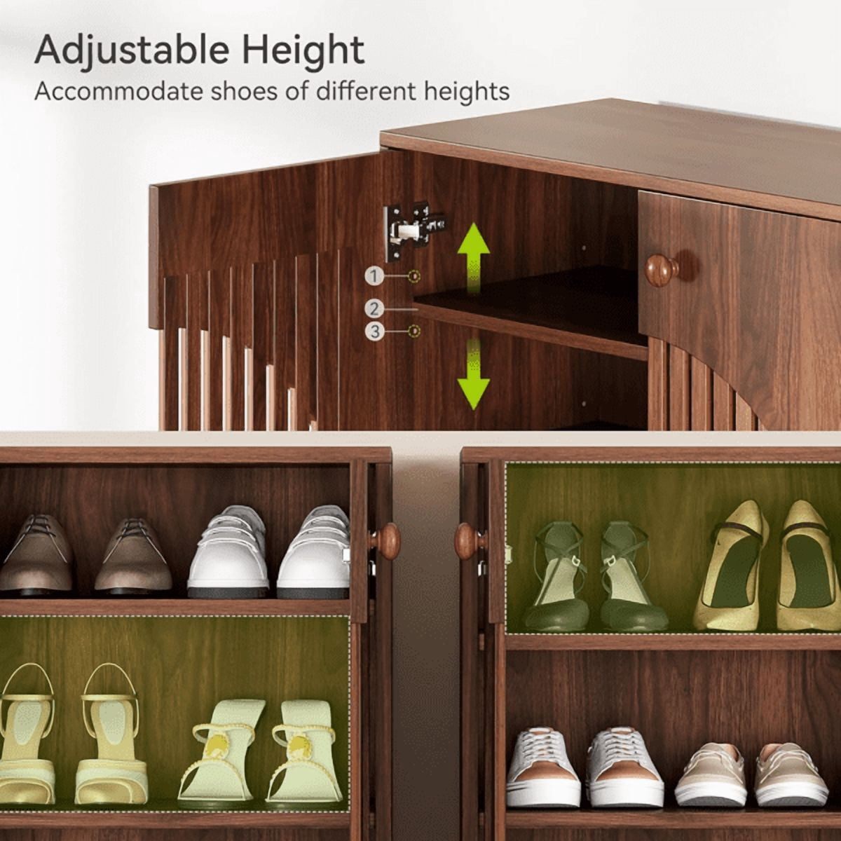 5-Tier Farmhouse Shoe Cabinet with Louvered Doors - 20-Pair Capacity, Adjustable Shelves, Rustic Design for Entryway, Living Room, Multi-Purpose Storage