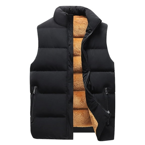 Men'S Quilted Winter Vest Warm Thicken Sleeveless Puffer Jacket Stand-Up Collar Jacket Vest