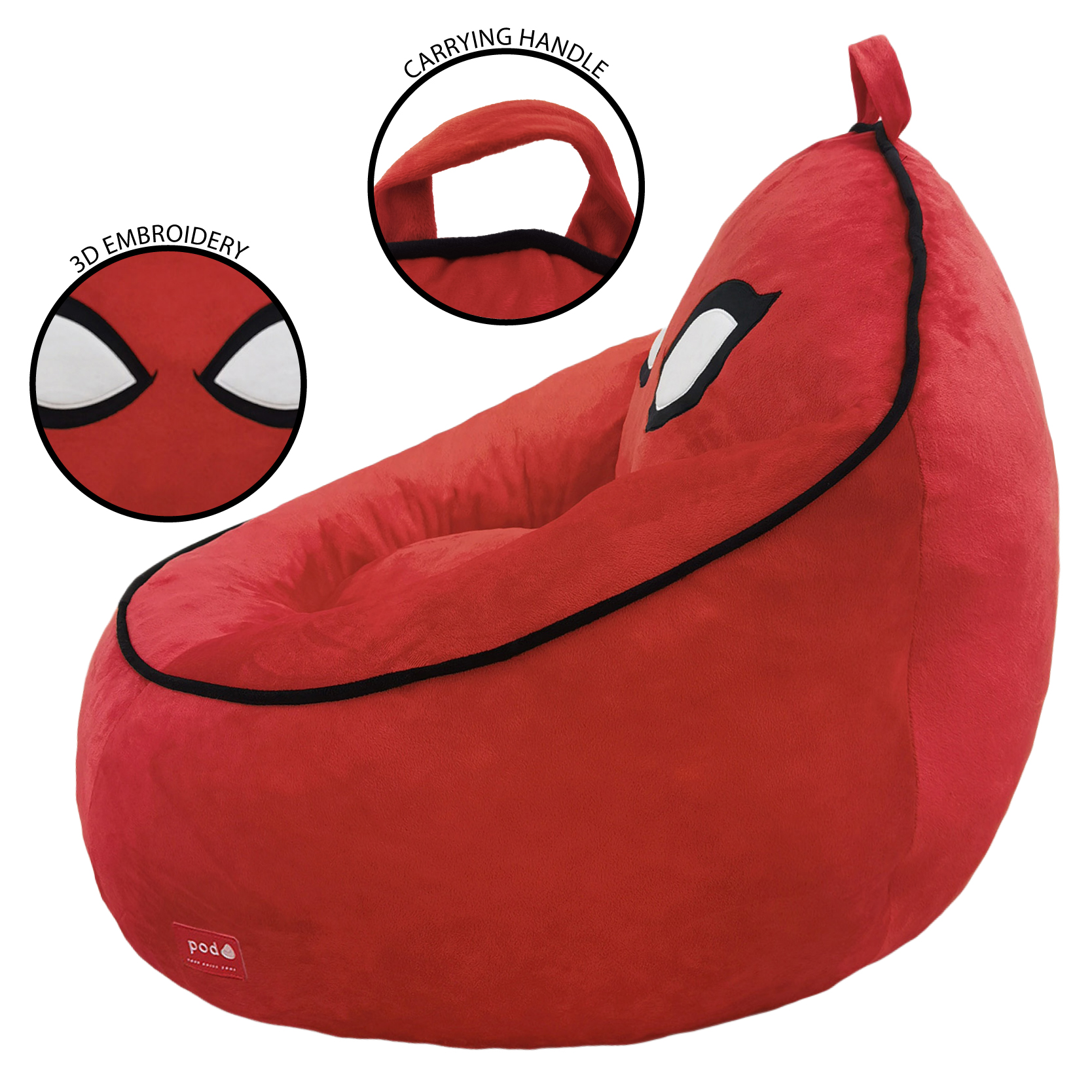 Marvel Spiderman Compressed Foam Beanbag Chair for Kids, Red photo 7