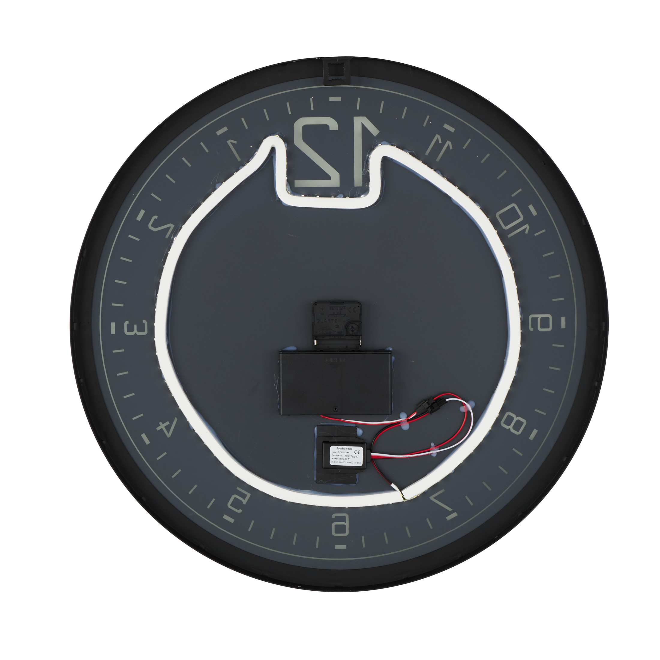 DecMode 24" Multi Colored Glass LED Wall Clock with Black Frame