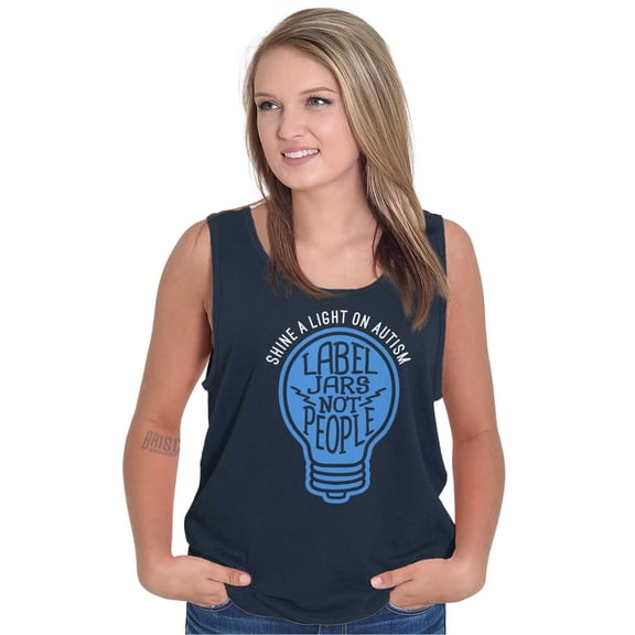 Shine a Light on Autism Bulb Symbol Tank Top T Shirts Men Women Brisco Brands S