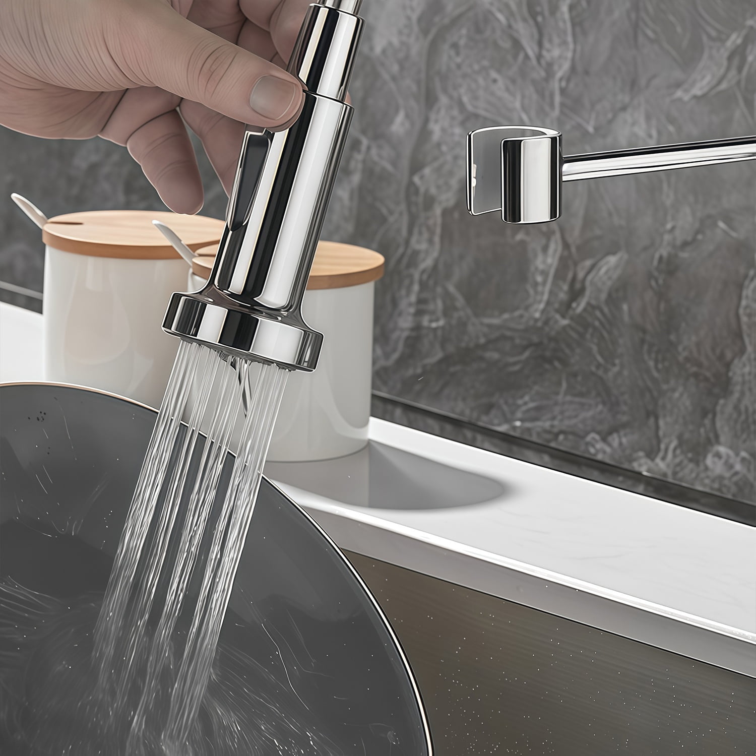 Kitchen Faucet Water-Saving Shower Head Accessory Trumpet-Shaped Button-Type Switching Anti-Splash Aerator Universal G1/2 Interface 2 Kinds of Water Flow Modes Free Switching