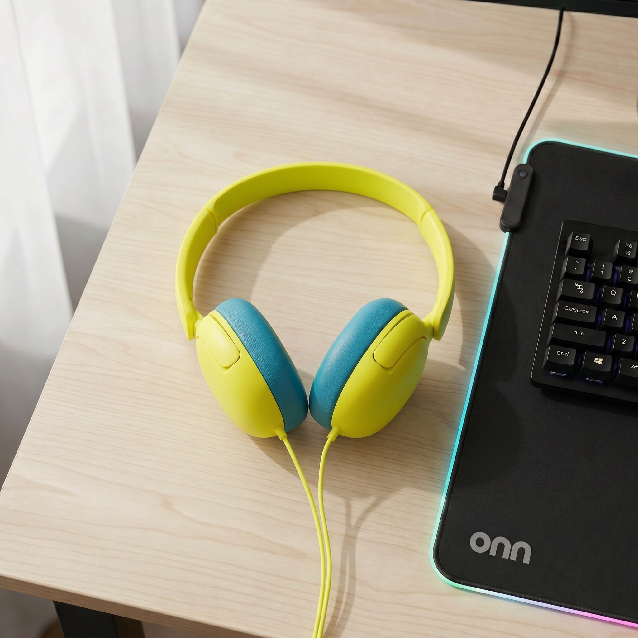 onn On-Ear Headphones with 3.5 mm Connector, Yellow