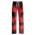 thumbnail image 4 of JULMCOMO Halloween Pajama Pants for Women Blood Ghost Print Elastic Waist Drawstring Casual Sleepwear Pants Funny Print Loose Comfy Pajama Bottoms Wine L, 4 of 5