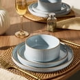 thumbnail image 6 of Famiware Star 12-Piece Dinnerware Set, Service for 4, Light Blue with Brown Rim, 6 of 6