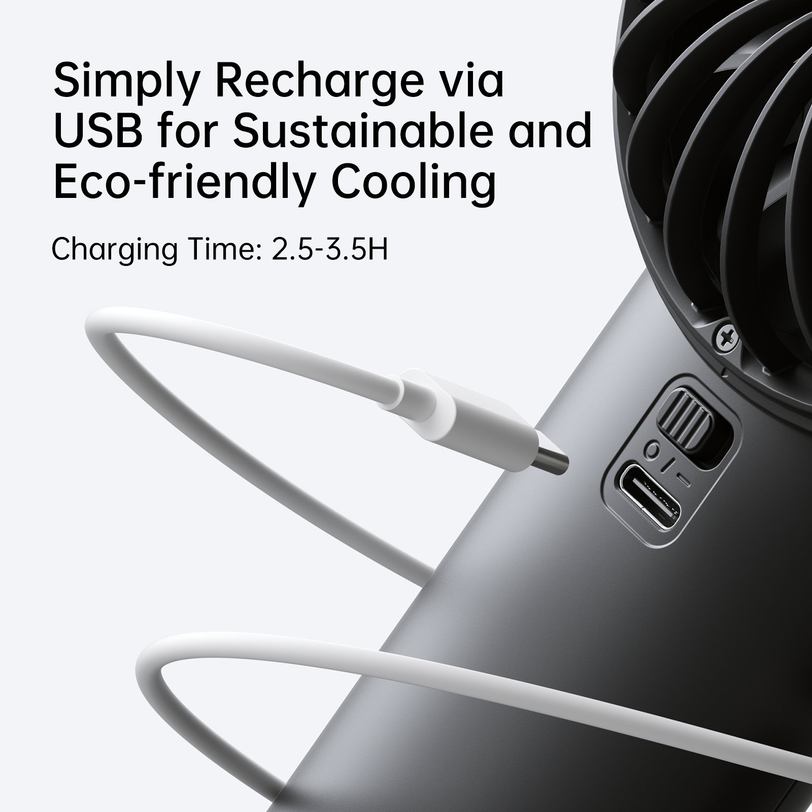 JISULIFE Handheld Fan - 5-Speed LED Display & 3600mAh Battery, USB-C Rechargeable with Lanyard, Compact Cooling for Travel/Beach/Makeup