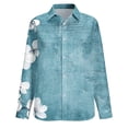 thumbnail image 2 of Blusas para las Mujeres Casual Verano Cuello en V Suelto Manga Larga Suave Transpirable Blusa de Lino para la Oficina Uso Diario Camisa Denim Vestido Mujeres, 2 of 6