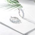 thumbnail image 4 of Gem Stone King 925 Sterling Silver Sky Blue Aquamarine and White Created Sapphire Hoop Earrings for Women (2.82 Cttw, Round 4MM and 1.9MM, Gemstone Birthstone 1 inch Diameter), 4 of 4